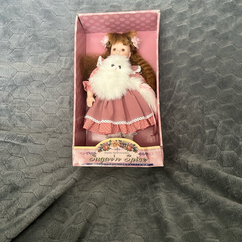 Pink Doll with White Cat Plush